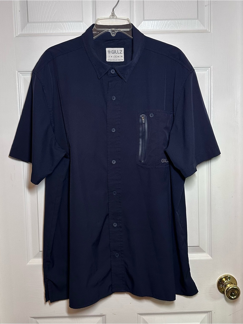 Gillz Men's XL Blue Woven Fishing Shirt Vented Stretch Short Sleeve